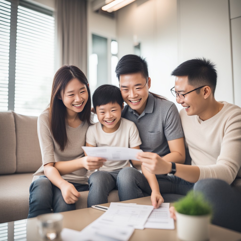 Happy family with solar savings