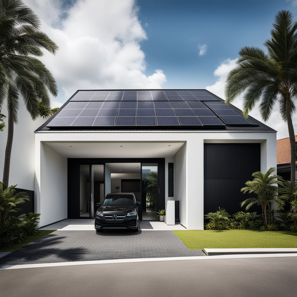 Modern Singapore home with solar panels