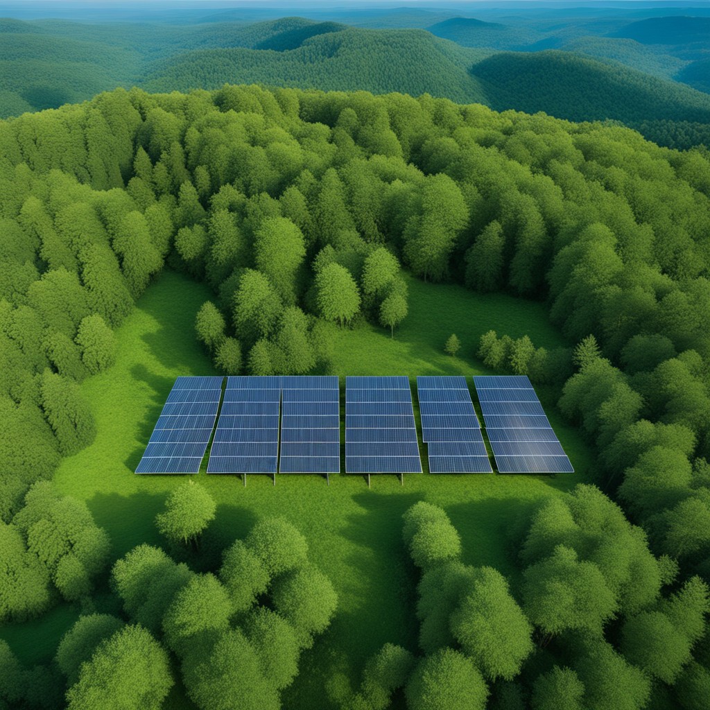 Green sustainable future with solar panels